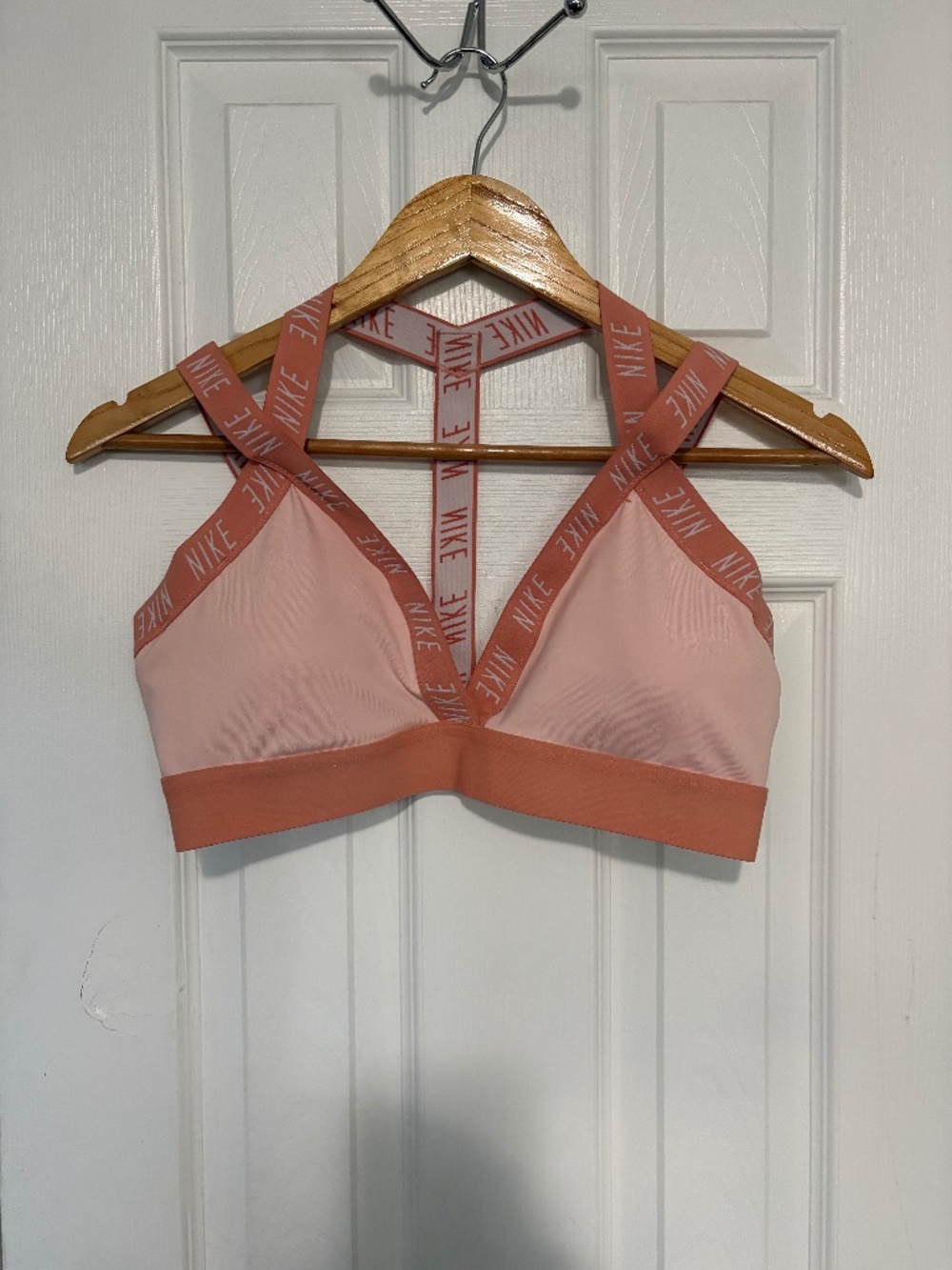 Nike Indy Logo Light Support Sports Bra Pink Coral